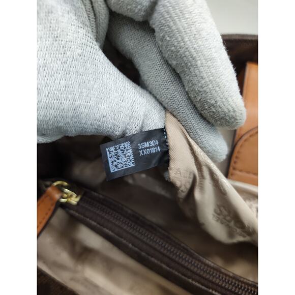 Michael Kors Hamilton Brown Leather MK Printed Tote With Matching Wallet - Picture 14 of 16